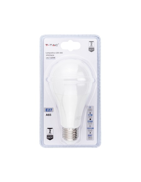 V-TAC VT-2017 Ampoule LED Blister E27 17W A65