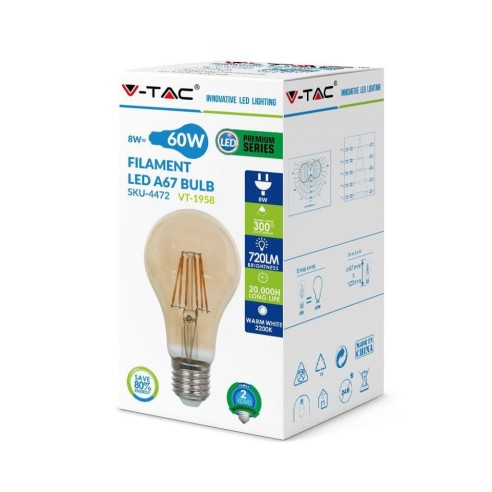 V-TAC VT-1958 4472 ampoule LED E27 8W...