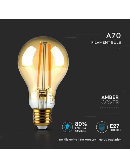 V-TAC VT-2123 7457 LED bulb E27 12.5W A70 Filament Amber 2200K