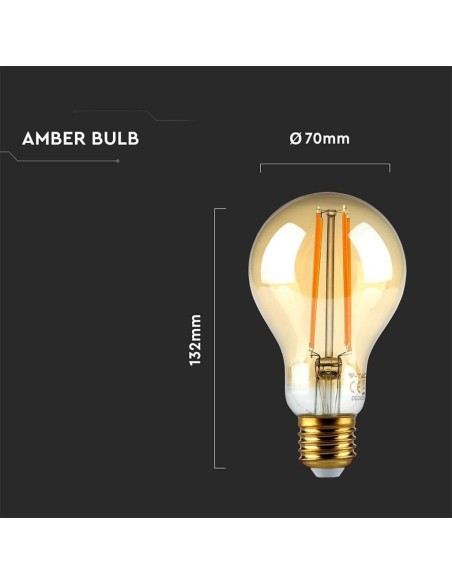 V-TAC VT-2123 7457 LED bulb E27 12.5W A70 Filament Amber 2200K