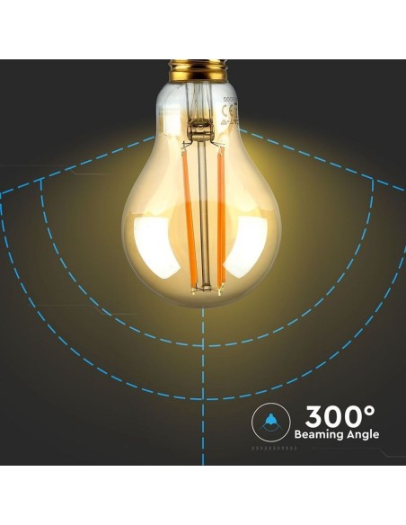 V-TAC VT-2123 7457 Bombilla LED E27 12,5W A70 Filamento Ámbar 2200K
