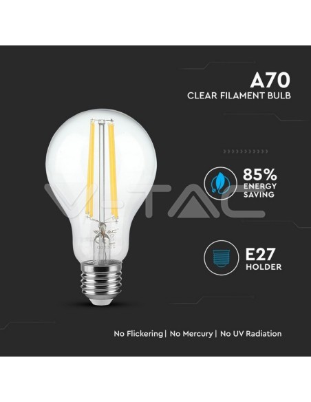 V-TAC VT-2123 LED Bulb E27 12.5W A70 Filament