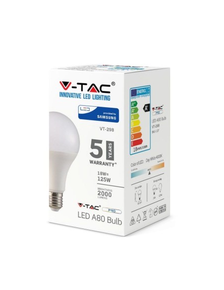 V-TAC PRO VT-298 Lampadina LED Chip Samsung E27 18W A+ A80