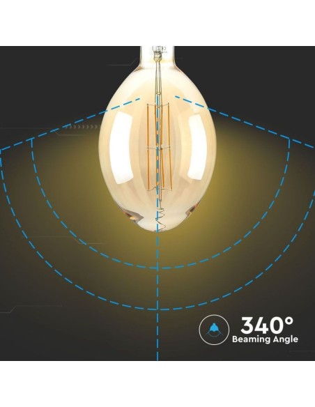 V-TAC VT-2178D 7464 LED-lamp E27 8W BF180 Filament Amber 2000K Dimbaar