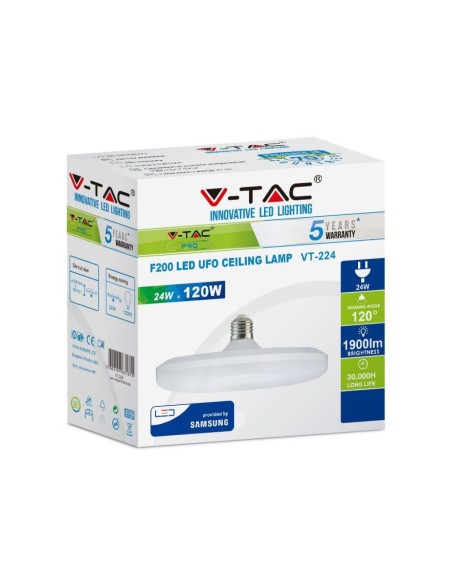 V-TAC PRO VT-224 LED Chip Bulb Samsung E27 24W UFO F200