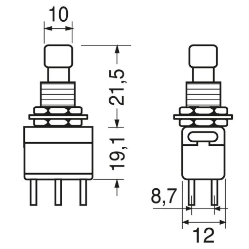 Interruptor bipolar para PCB, 250V 2A
