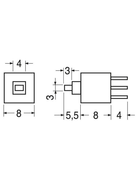 Double-pole push-button switch for PCB, 30Vdc 0.3A - Lup Fung PSA-22E08L-0
