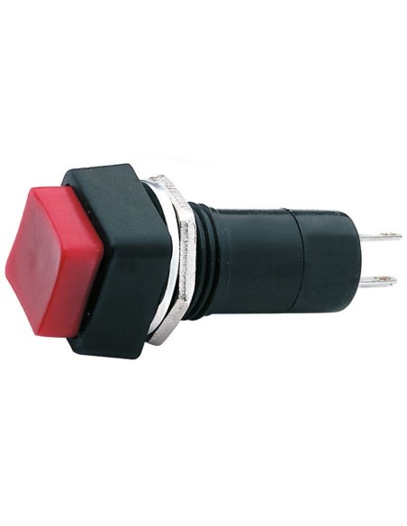 Single-pole push-button switch with red button, mounting hole Ø12mm - 250V 1A