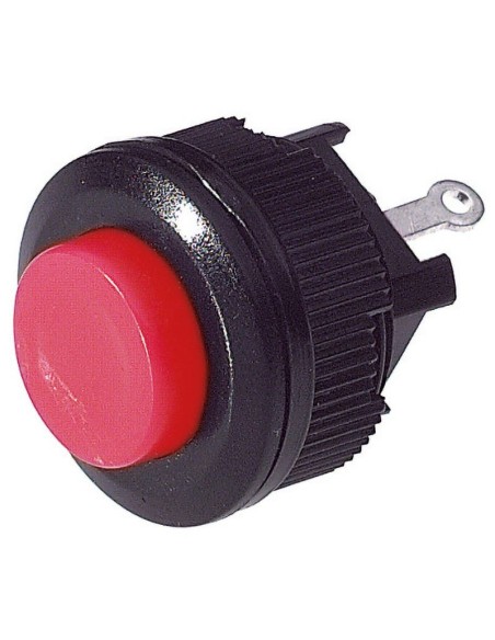 Single-pole push-button switch with red button, mounting hole Ø16mm - 250V 1A