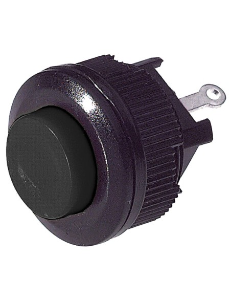Single-pole push-button switch with black button, mounting hole Ø16mm - 250V 1A