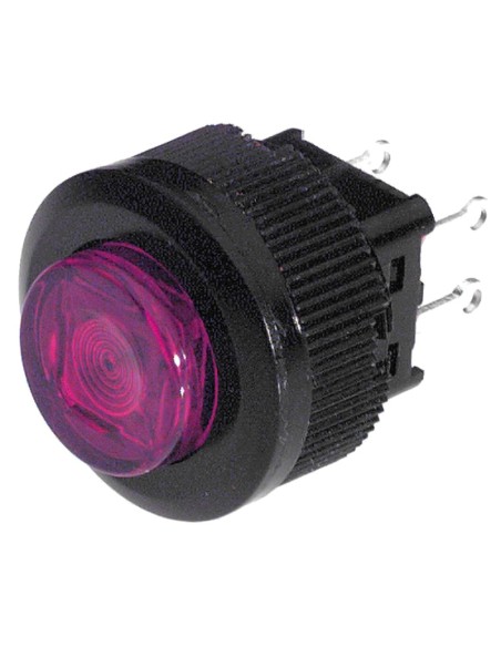 Enkelpolige drukknopschakelaar met rood verlichte knop, montagegat Ø16mm - 250V 1A
