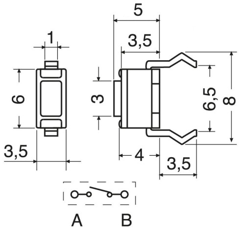 Micro Knop 6 x 3.5 x 5 mm - Lup Fung...