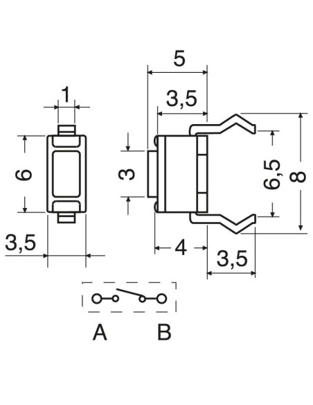 Mikro-Knopf 6 x 3,5 x 5 mm - Lup Fung TSD-064004-160