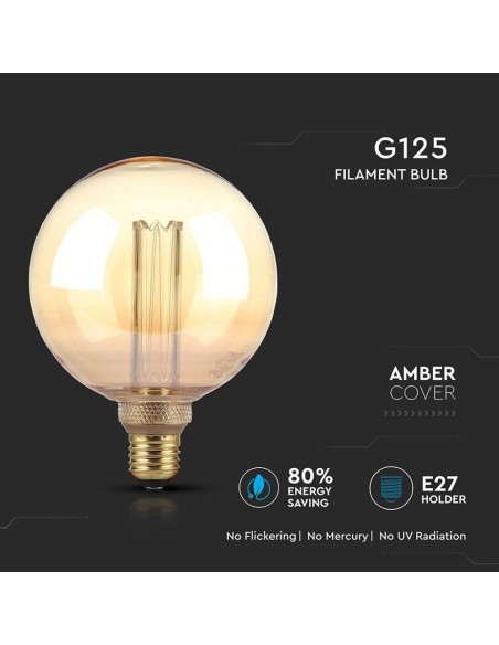 V-TAC VT-2195 7475 LED Bulb E27 4W G125 Amber 1800K