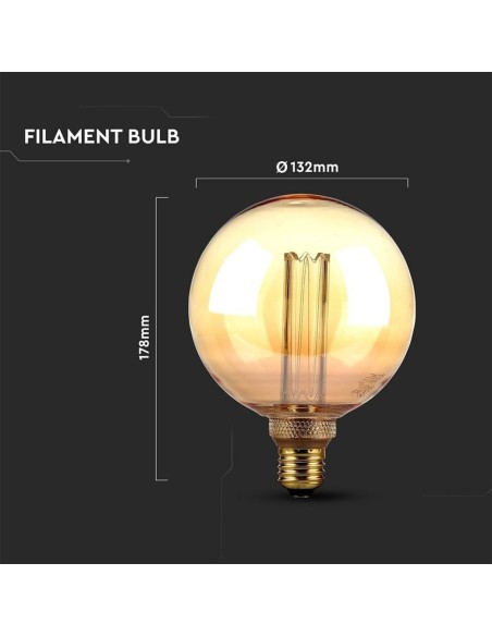 V-TAC VT-2195 7475 LED-lamp E27 4W G125 Amber 1800K