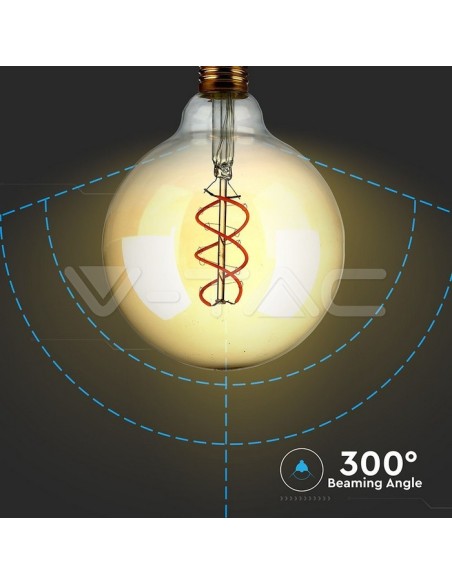 V-TAC VT-2085D 7415 LED Bulb E27 5W G125 Filament Amber 2200K Dimmable