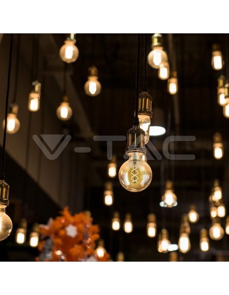 V-TAC VT-2085D 7415 LED Bulb E27 5W G125 Filament Amber 2200K Dimmable
