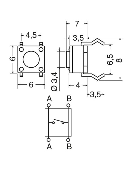 Mikro-Knopf 6 x 6 x 7 mm - Lup Fung TSA-067001-250