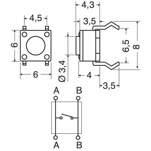 Micro Bouton 6 x 6 x 4,3 mm - Lup...