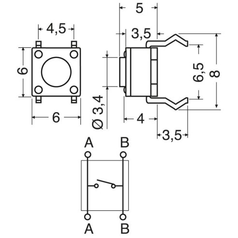 Micro Button 6 x 6 x 5 mm - Lup Fung...