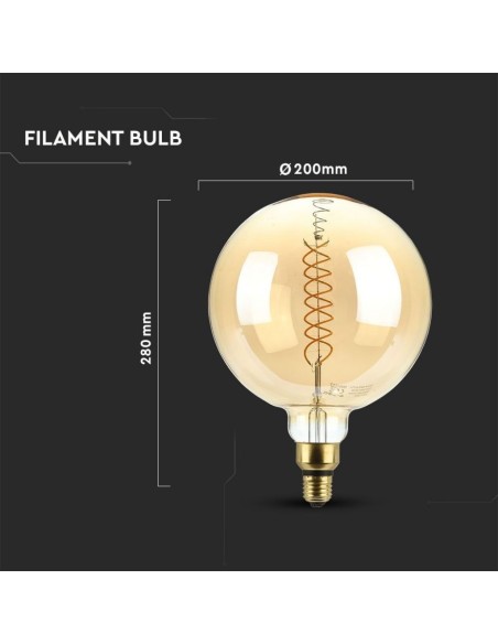 V-TAC VT-2158D 7462 LED Bulb E27 8W G200 Filament 2000K Dimmable