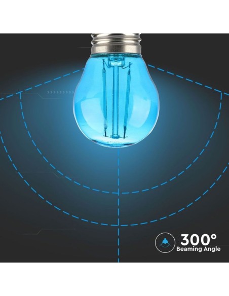 V-TAC VT-2132 7412 LED Bulb E27 2W G45 Filament, Colour Blue