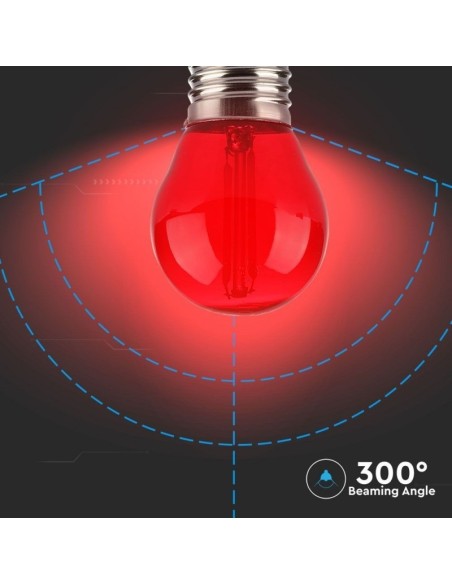 V-TAC VT-2132 7413 LED Bulb E27 2W G45 Filament, Red Colour
