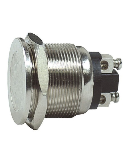 Single-pole metal pushbutton with normally open contact, mounting hole Ø19mm, IP20 - 250V 2A