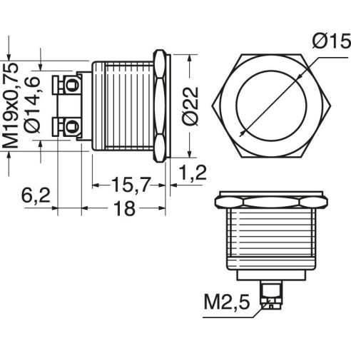 Single-pole metal pushbutton with...