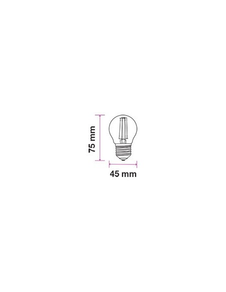 V-TAC VT-2132 7410 LED Gloeilamp E27 2W G45 Filament, kleur Roze