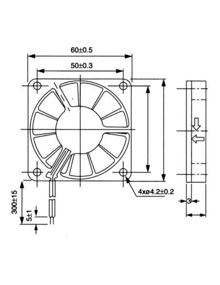 Axial fan 60x60x10mm thermoplastic, bushings, 12Vdc 0.18A, 4700 rpm - Commonwealth FP-108FT/12VDC