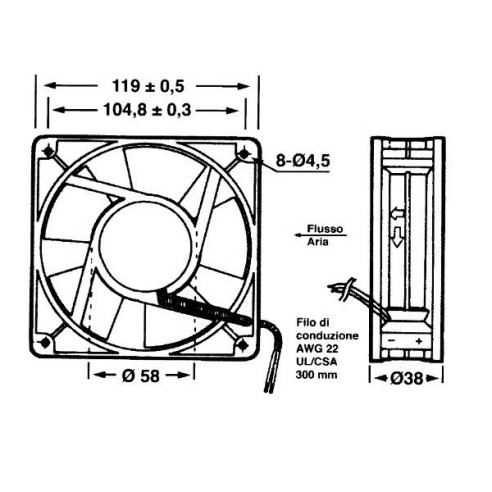 Ventola assiale 120x120x38mm in...