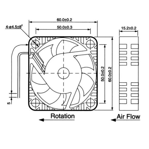 Axiaalventilator 60x60x15mm...