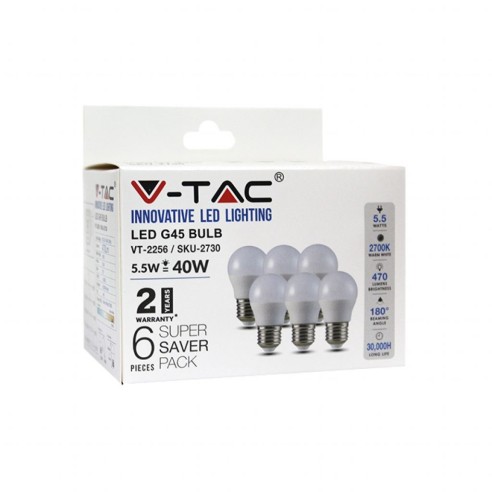 V-TAC VT-2256 Box 6 LED bulbs E27...