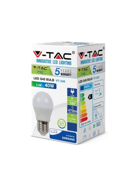 V-TAC PRO VT-246 LED Lamp met Samsung Chip E27 5.5W G45