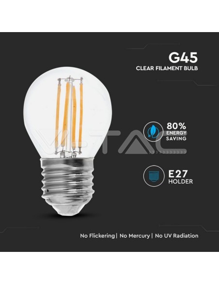 V-TAC VT-2366 LED-lamp E27 6W G45 Filament