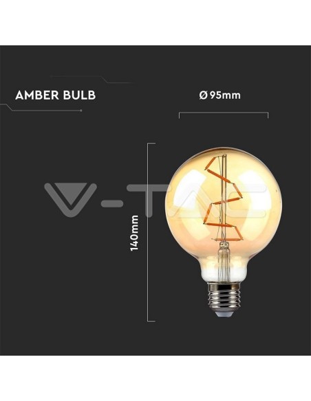 V-TAC VT-2024 Ampoule LED 7146 E27 4W G95 Filament Ambre 2200K