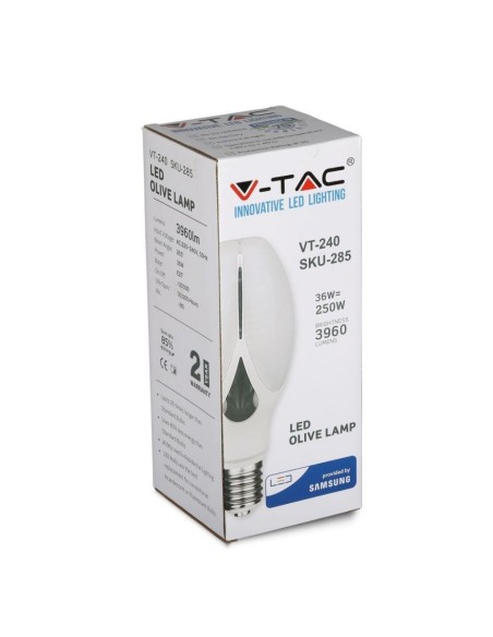 V-TAC PRO VT-240 LED Lamp met Samsung Chip E27 36W 110LM/W A++ Olijf