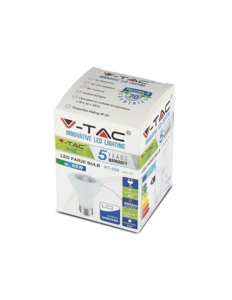 V-TAC PRO VT-220 LED Bulb with Samsung Chip E27 7W PAR20