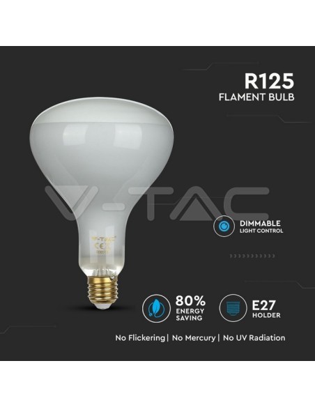 V-TAC VT-2198D LED Dimbare Gloeilamp E27 8W R125 Filament