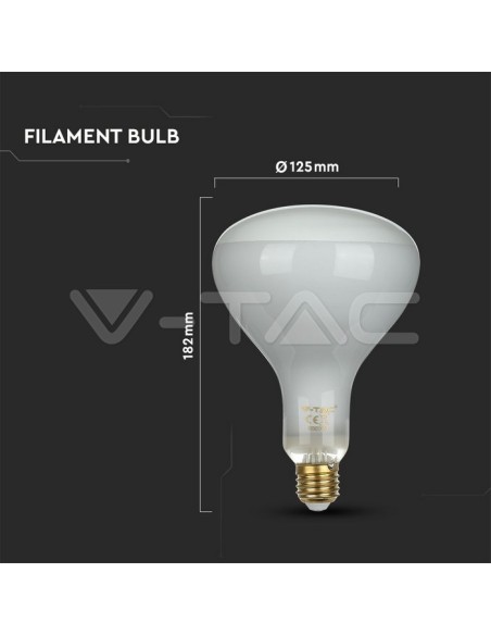 V-TAC VT-2198D Bombilla LED regulable E27 8W R125 Filamento