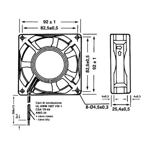 Axial fan 92x92x25.4mm thermoplastic,...
