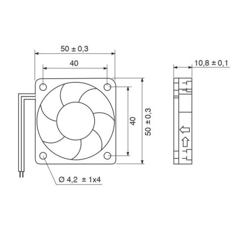 Axial fan 50x50x10mm thermoplastic,...