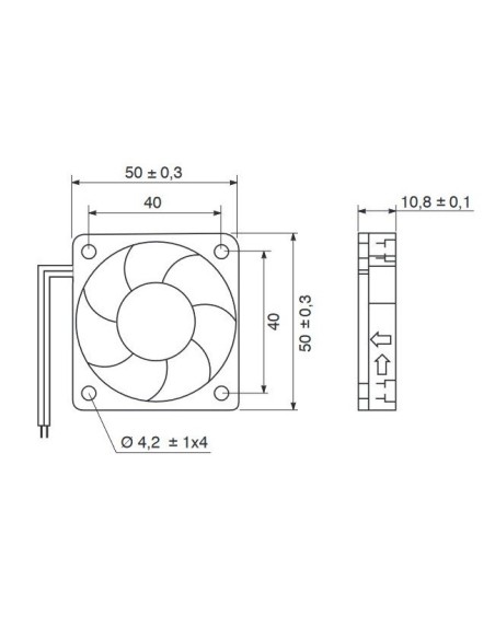 Ventola assiale 50x50x10mm in termoplastica, cuscinetti a sfera, 12Vdc 0,16A, 5500 rpm - Commonwealth FP-108J/12VDC