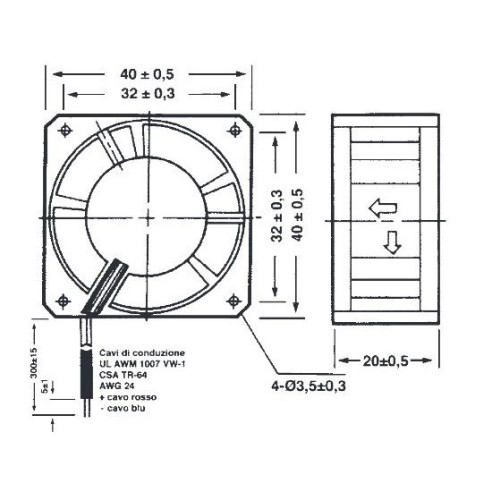 Axiallüfter 40x40x20mm Thermoplast,...