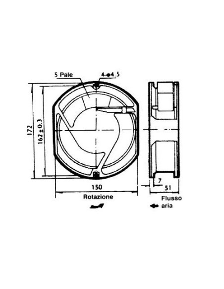 Axiale metalen ventilator 172x150x51mm, kogellagers, 220Vac 0.15A, 3100 rpm - Commonwealth FP-108EX/220VAC