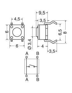 Micro Botón 6 x 6 x 9,5 mm... 2