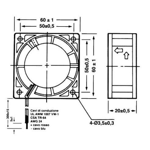 Axiallüfter 60x60x25.4mm Thermoplast,...
