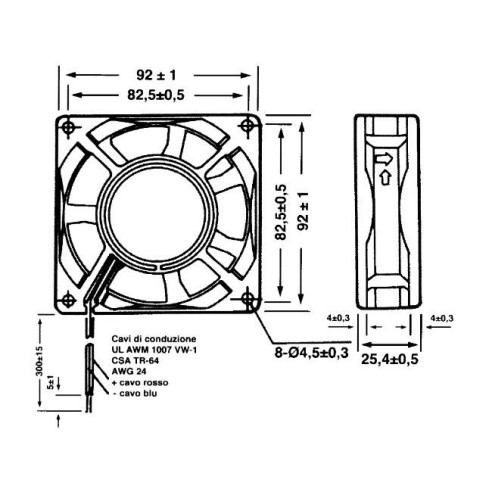 Axial fan 92x92x25.4mm thermoplastic,...