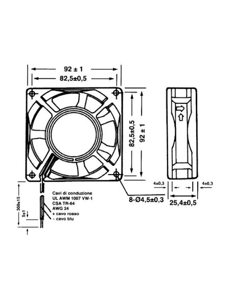 Axiallüfter 92x92x25.4mm thermoplastisch, Buchsen, 24Vdc 0.18A, 3000 U/min - Commonwealth FP-108B/24VDC